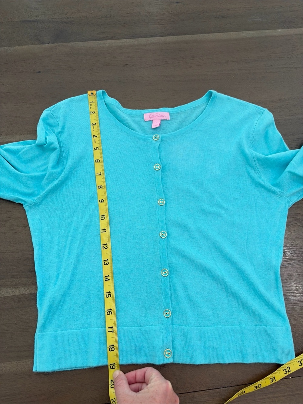 Lilly Pulitzer Turquoise Button-Up Cardigan-Cropped - Picture 8 of 10